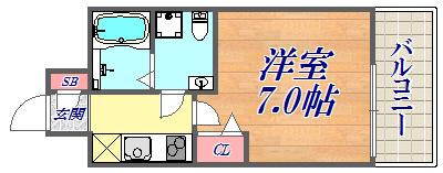 セレニテ神戸西クレア(1K/6階)の間取り写真
