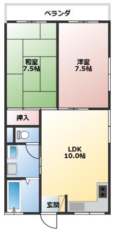 ハイツなきり(2LDK/2階)の間取り写真