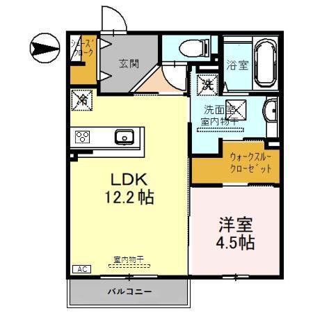 ESPOIR2(1LDK/1階)の間取り写真