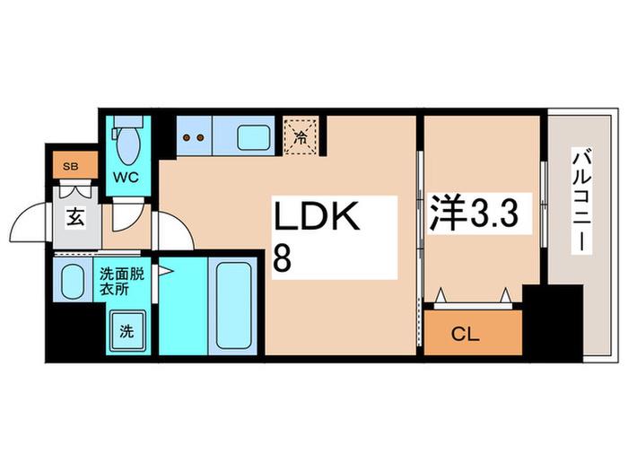 S-RESIDENCE難波西ALTER(1LDK/8階)の間取り写真