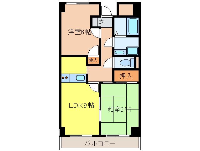 バリュー薮(2LDK/3階)の間取り写真