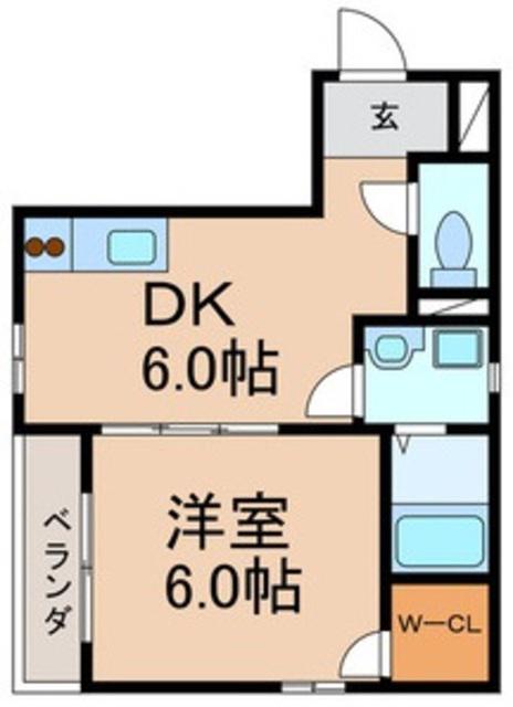 ヒルズA(1DK/2階)の間取り写真