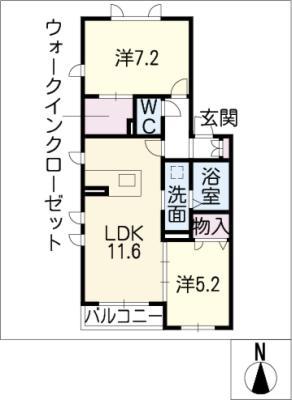 サンバレー名城公園(2LDK/2階)の間取り写真