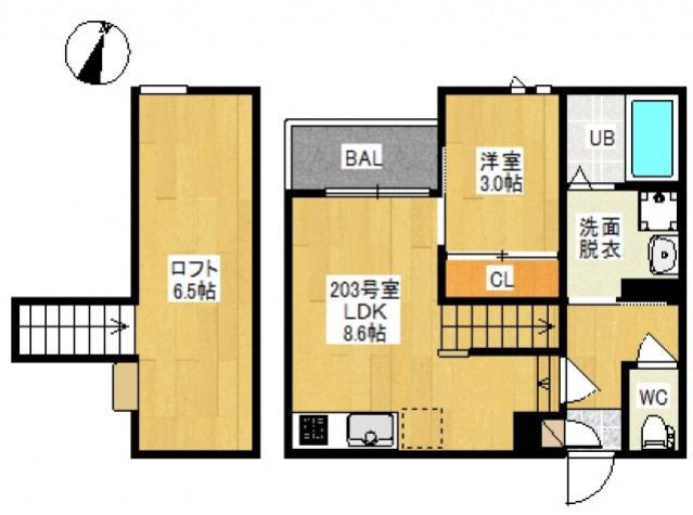GRANDTIC 下伊福西町(1LDK/1階)の間取り写真