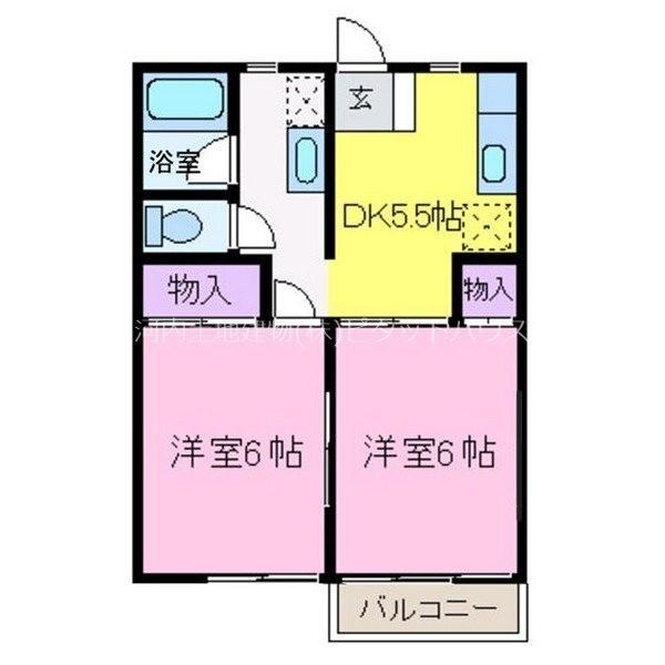 コーポ近江B(2DK/1階)の間取り写真