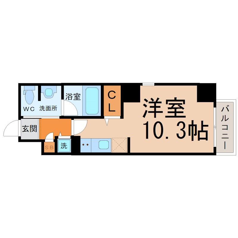 YZ KIMABULI(ワンルーム/2階)の間取り写真