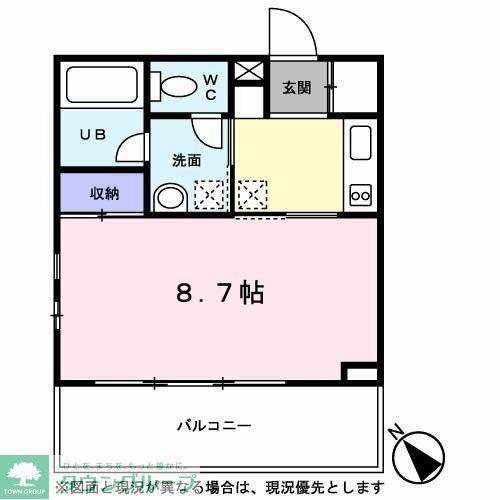 クレシェンド(1K/2階)の間取り写真