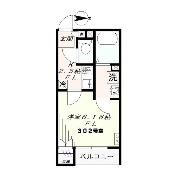 ポポラーレ MARUTOKU(1K/3階)の間取り写真