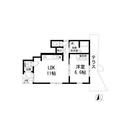 グランウッド(1LDK/1階)の間取り写真