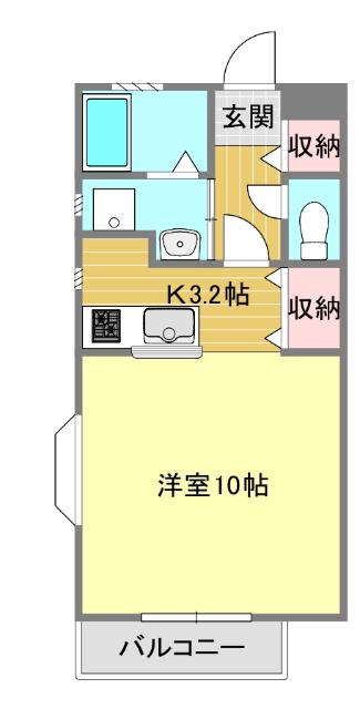 サンフローリーヒル日光(1K/2階)の間取り写真