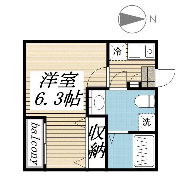 LIBERTA高砂(1K/3階)の間取り写真