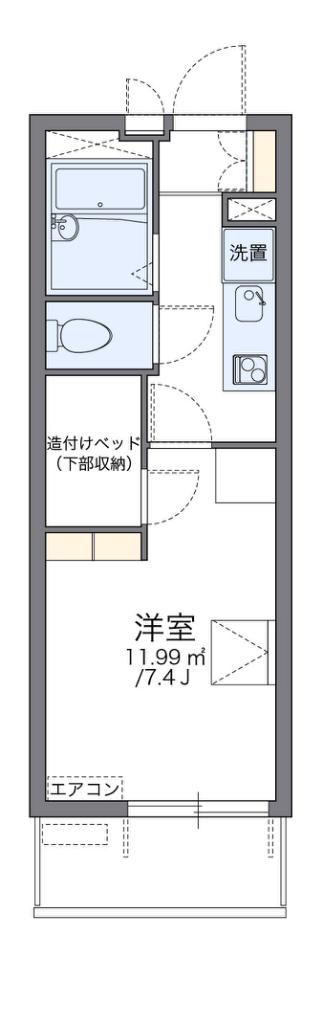 レオパレス勝山(1K/1階)の間取り写真