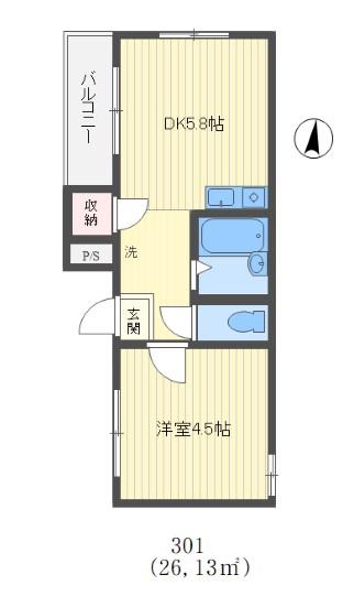 サンハイツ中町(1DK/3階)の間取り写真