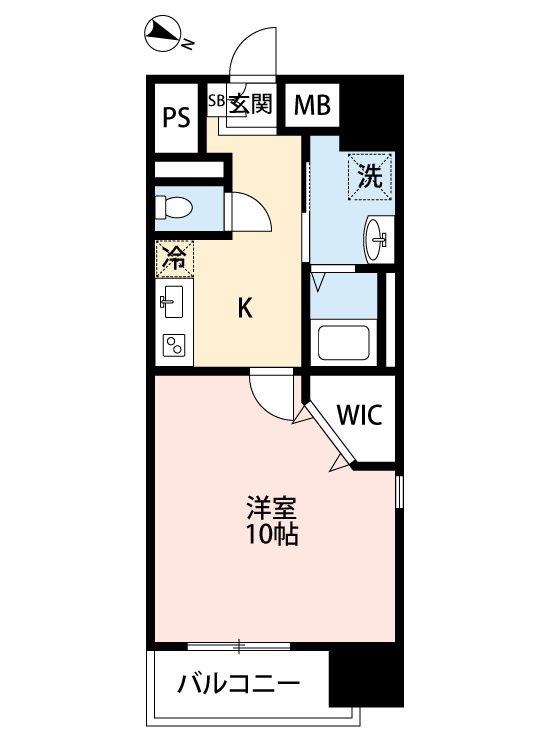 ARVITA新屋敷(1K/6階)の間取り写真