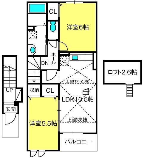 パルテール(2LDK/2階)の間取り写真