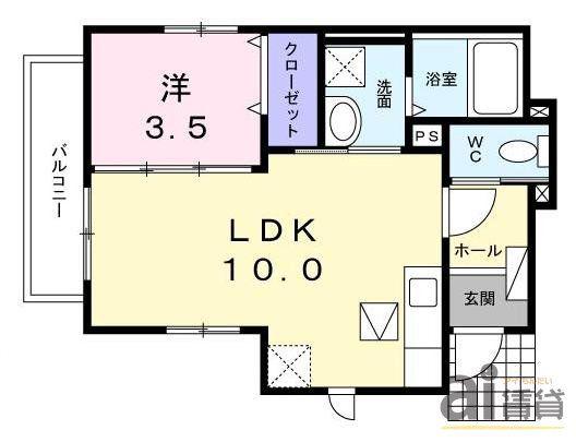 サン・ヴィレッジ(1LDK/1階)の間取り写真