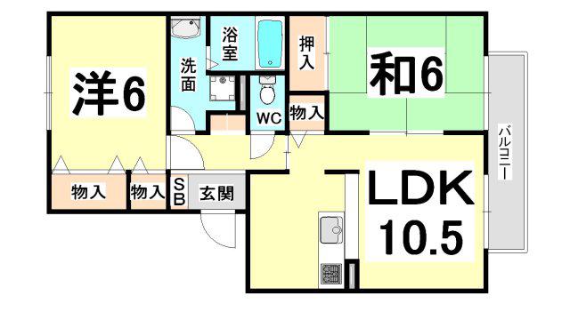 フレマリールパーク瑞穂(2LDK/2階)の間取り写真