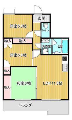 メルベーユ秀華(3LDK/2階)の間取り写真
