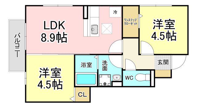 プレミール幸(2LDK/1階)の間取り写真