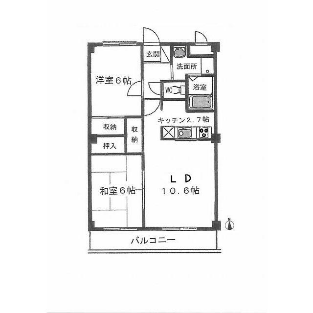 クイーンズタウンI番館(2LDK/3階)の間取り写真