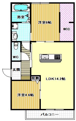 ヴィーニュ(2LDK/1階)の間取り写真