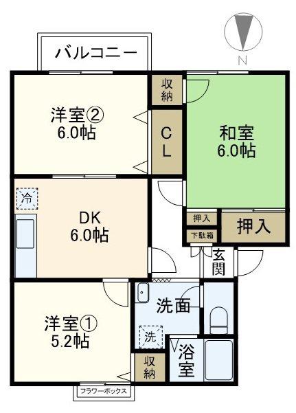 鎌倉山ガーデンヒルズ(3DK/2階)の間取り写真
