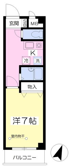 サンハイム島村(1K/1階)の間取り写真