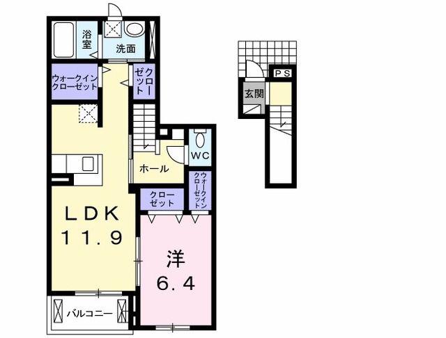 スクエアーB(1LDK/2階)の間取り写真