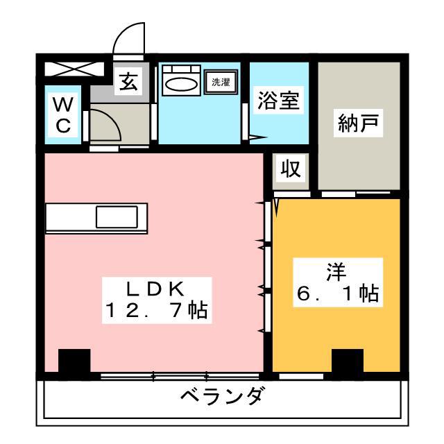 サンハウス長良(1LDK/1階)の間取り写真