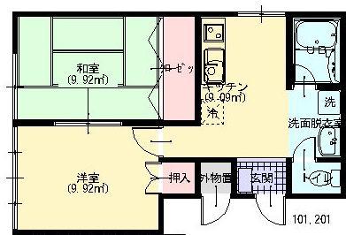パルテール(2K/1階)の間取り写真