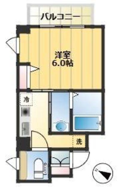 ヌーベルコート西新宿(1K/2階)の間取り写真