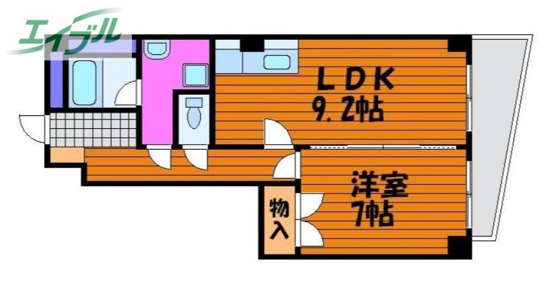 上杉第7ビル西古松(1LDK/3階)の間取り写真