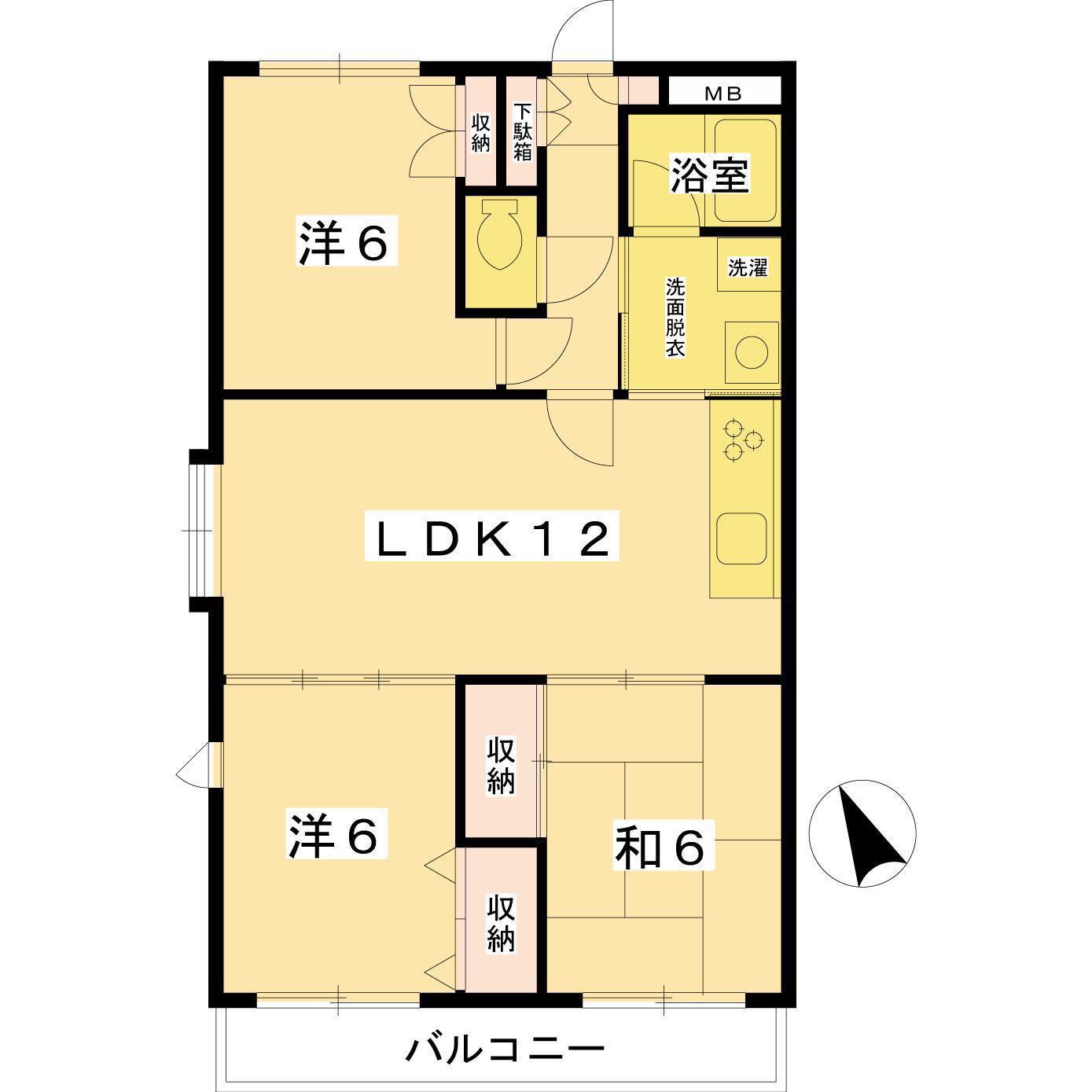 テラス上石原(3LDK/1階)の間取り写真
