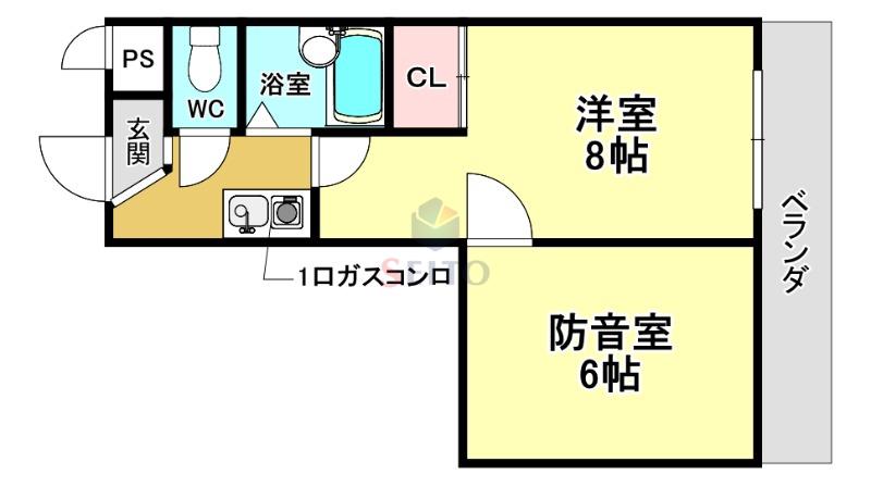 MUSIC COURT(2K/1階)の間取り写真