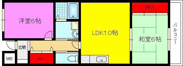 コープ鴻池(2LDK/3階)の間取り写真