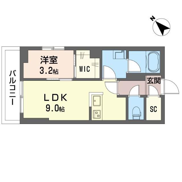 市原市八幡シャーメゾン(1LDK/2階)の間取り写真