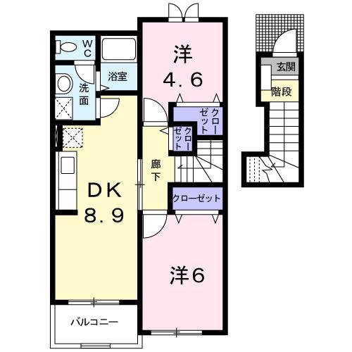 メゾンボヌールA(2DK/2階)の間取り写真