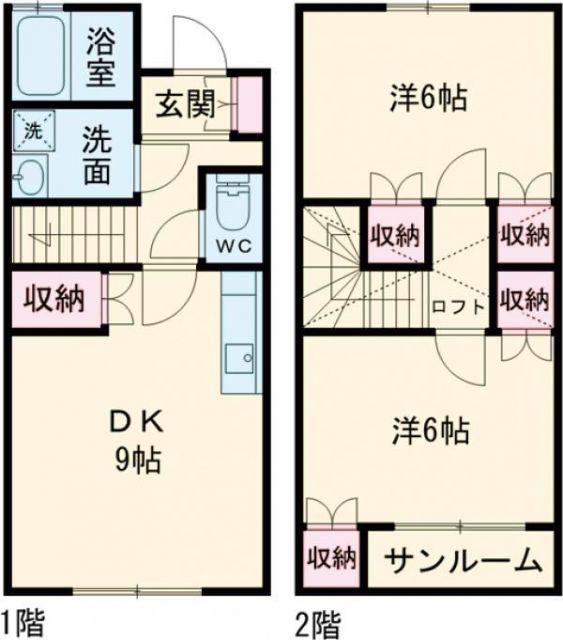 グランドソレイユ牡丹山(2DK/1階)の間取り写真