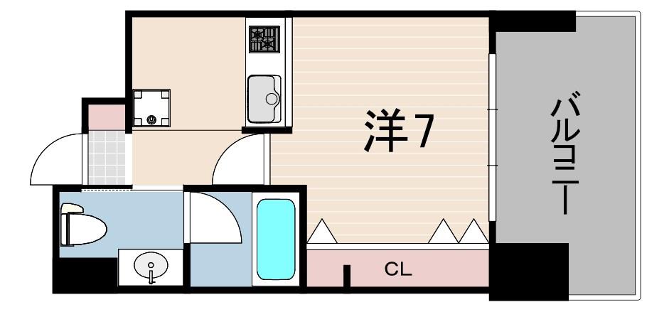 W.O.B.ROKKOHMICHI(1K/6階)の間取り写真