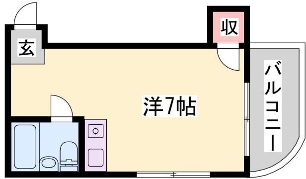 コーポ中島(ワンルーム/2階)の間取り写真