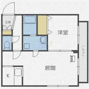 ベル麻生(1LDK/4階)の間取り写真