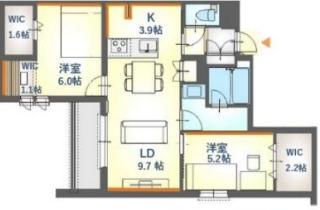 内代レジデンスノース(2LDK/3階)の間取り写真