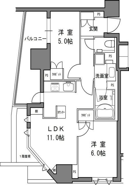 リビオレゾン小石川(2LDK/2階)の間取り写真