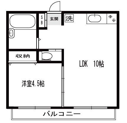 ムサシハイム(1LDK/1階)の間取り写真
