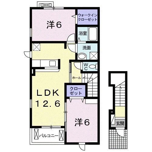フラワーコート ネオ(2LDK/2階)の間取り写真