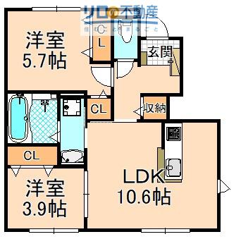 ライブリックス(2LDK/1階)の間取り写真