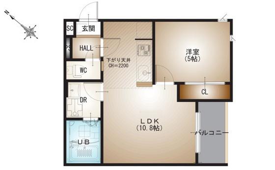 REGALEST 牛田本町(1LDK/1階)の間取り写真
