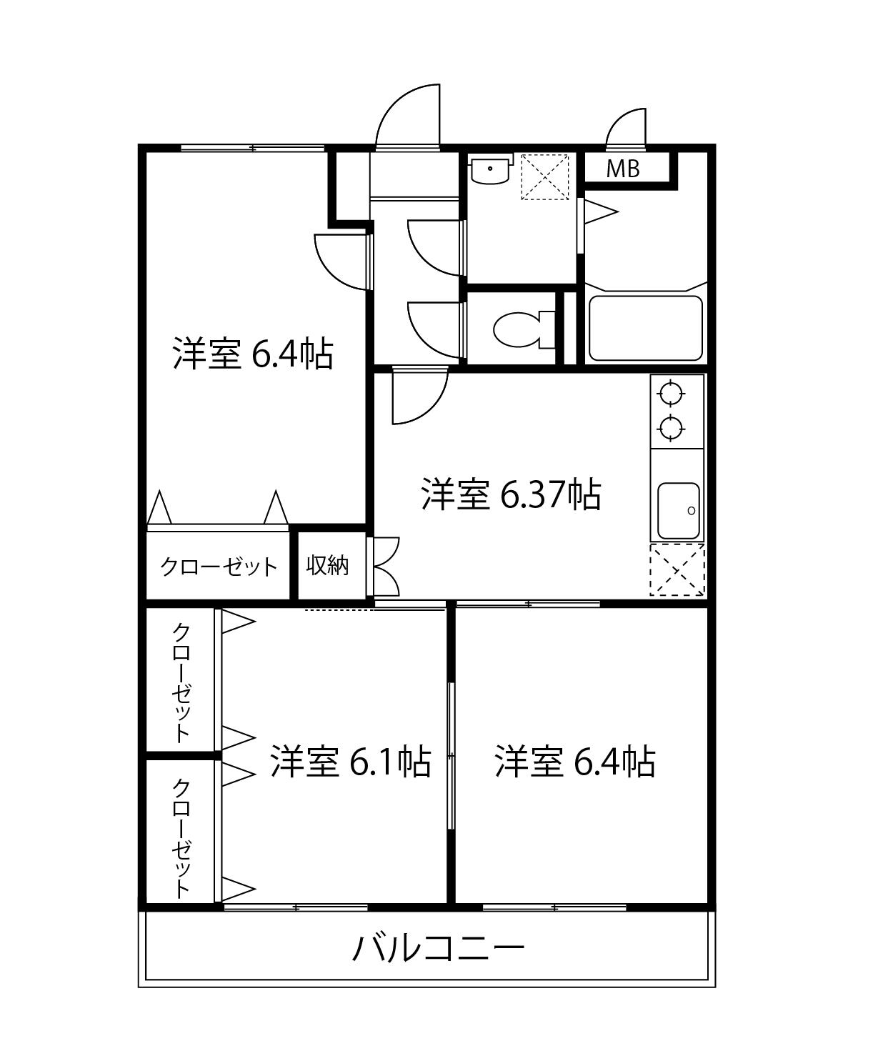 フローラ不動ヶ岡弐番館(3DK/3階)の間取り写真