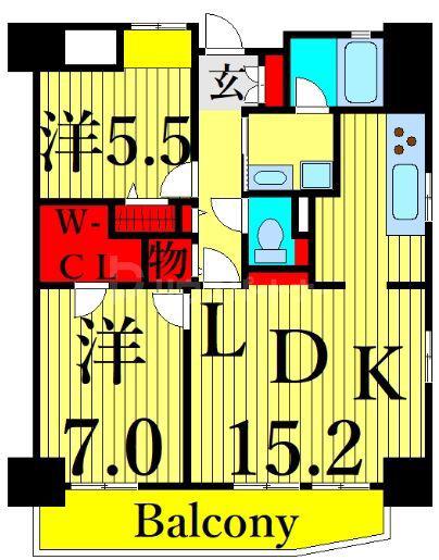 プライムアーバン西日暮里(2LDK/5階)の間取り写真