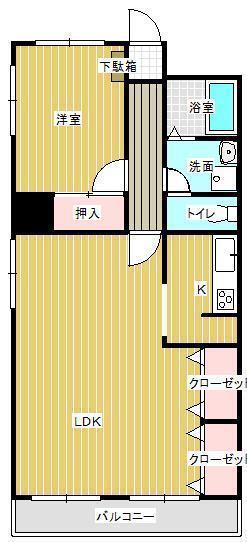 エムズビル(1LDK/6階)の間取り写真